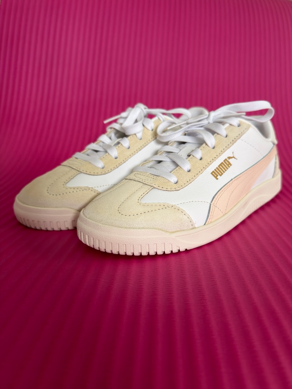 Puma Club 5v5 Sneakers in White & Rosebay Gold